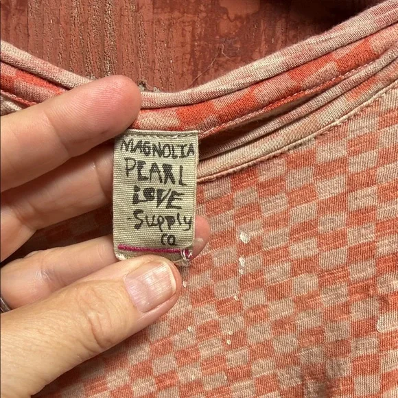 Magnolia Pearl Orange Checkered Long Sleeve Top in “Tabby” - Picture 2 of 4